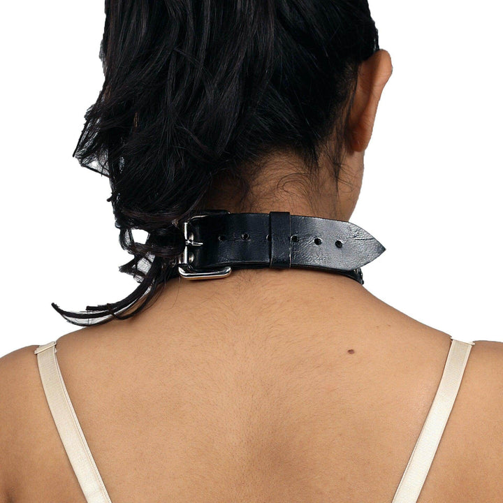 Stallion Studded Choker, genuine leather collar by Subculture, side view