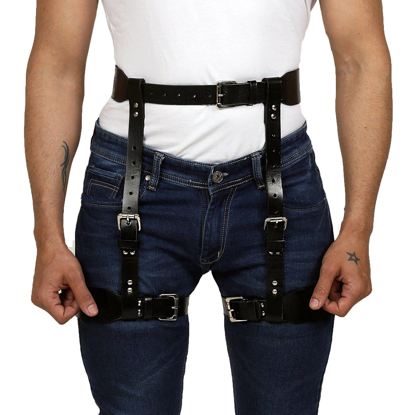 MENS LEATHER THIGH SUSPENDER - Subculture