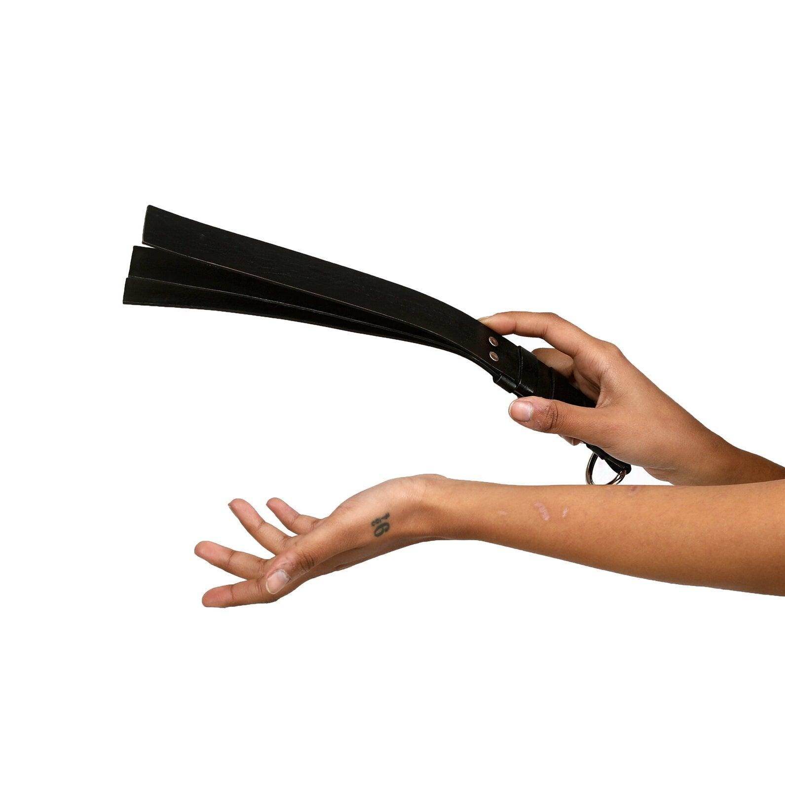 Three layer Paddle Whip, genuine leather impact toy by Subculture, side view