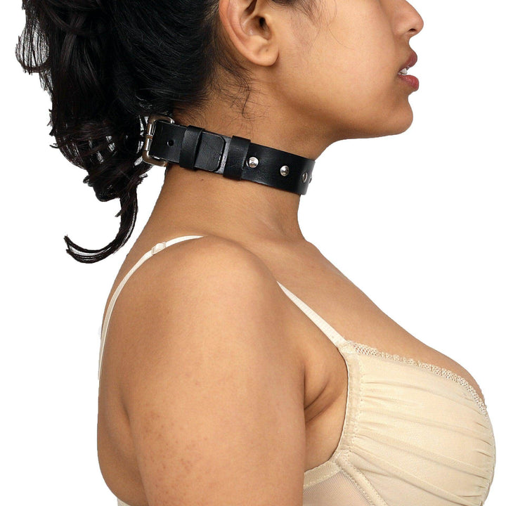 Classic Submissive Choker, genuine leather collar by Subculture, styled look