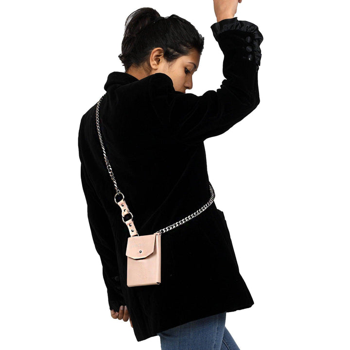 Cross Body Chain Pouch, metal pouch by Subculture, side view