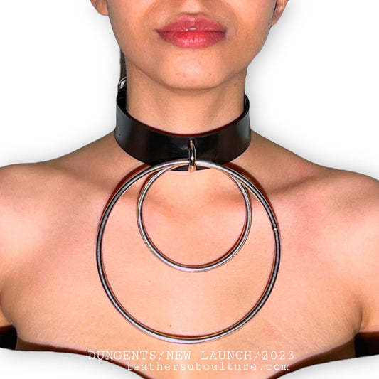 Leather subculture ring collars 