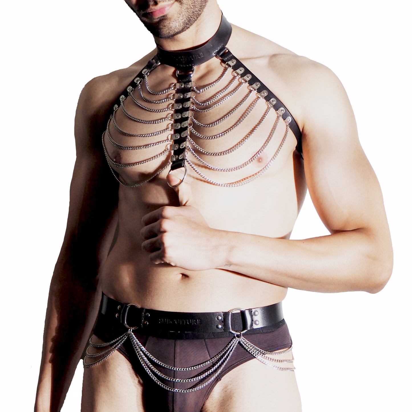 Subculture Unisex Fetish-Fashion Chain Harness Set