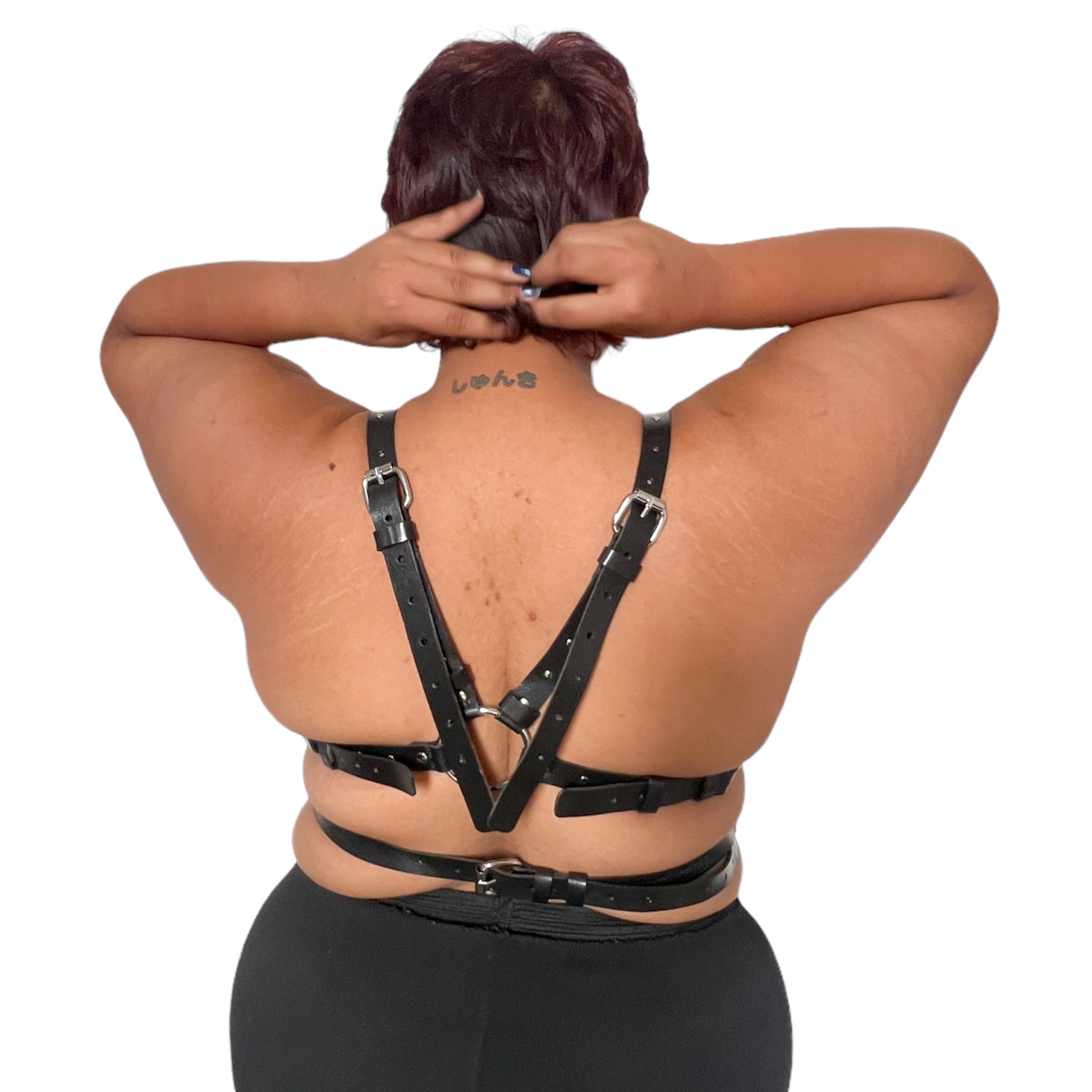 women chest body harness leather