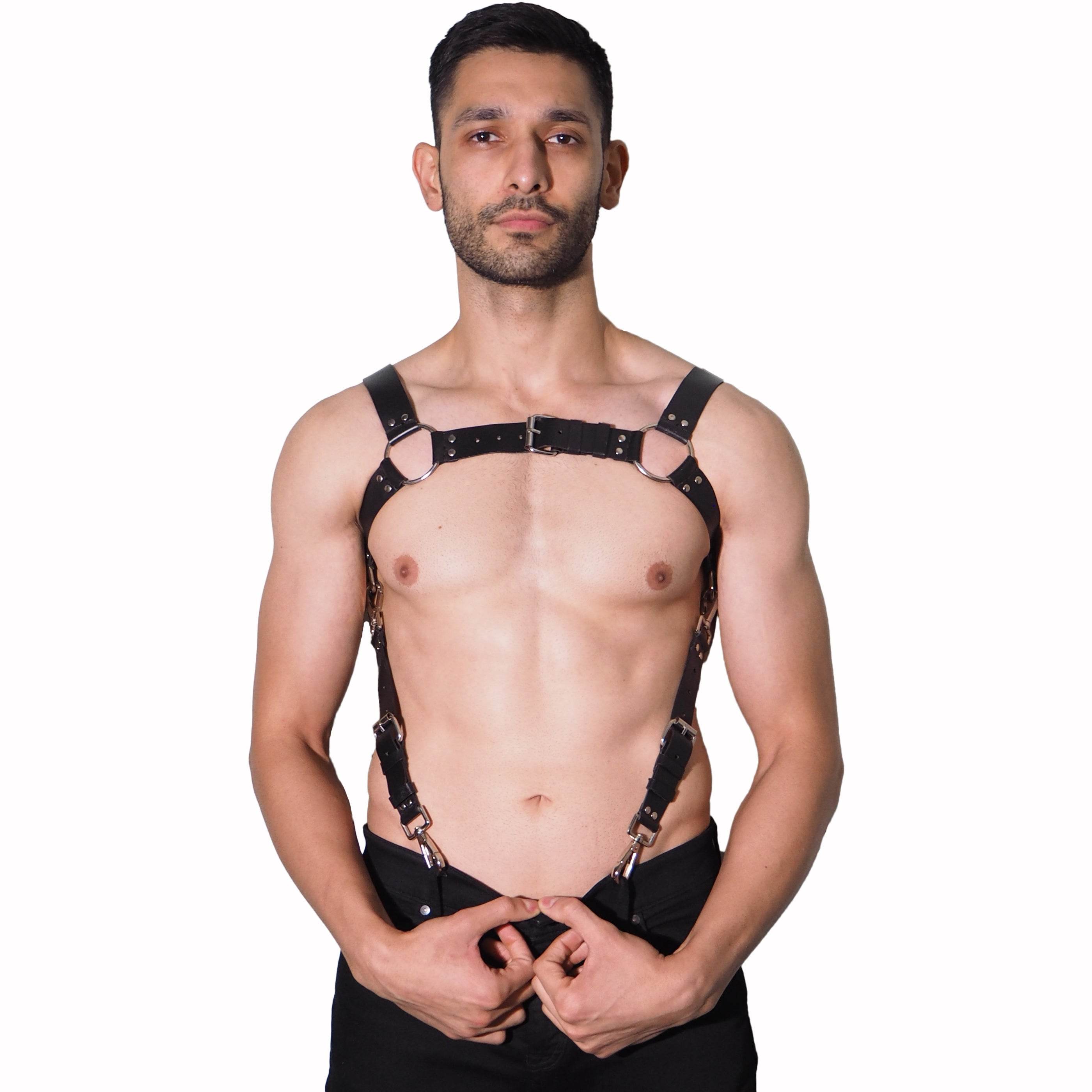 David Chest Harness Suspender, genuine leather chest harness by Subculture