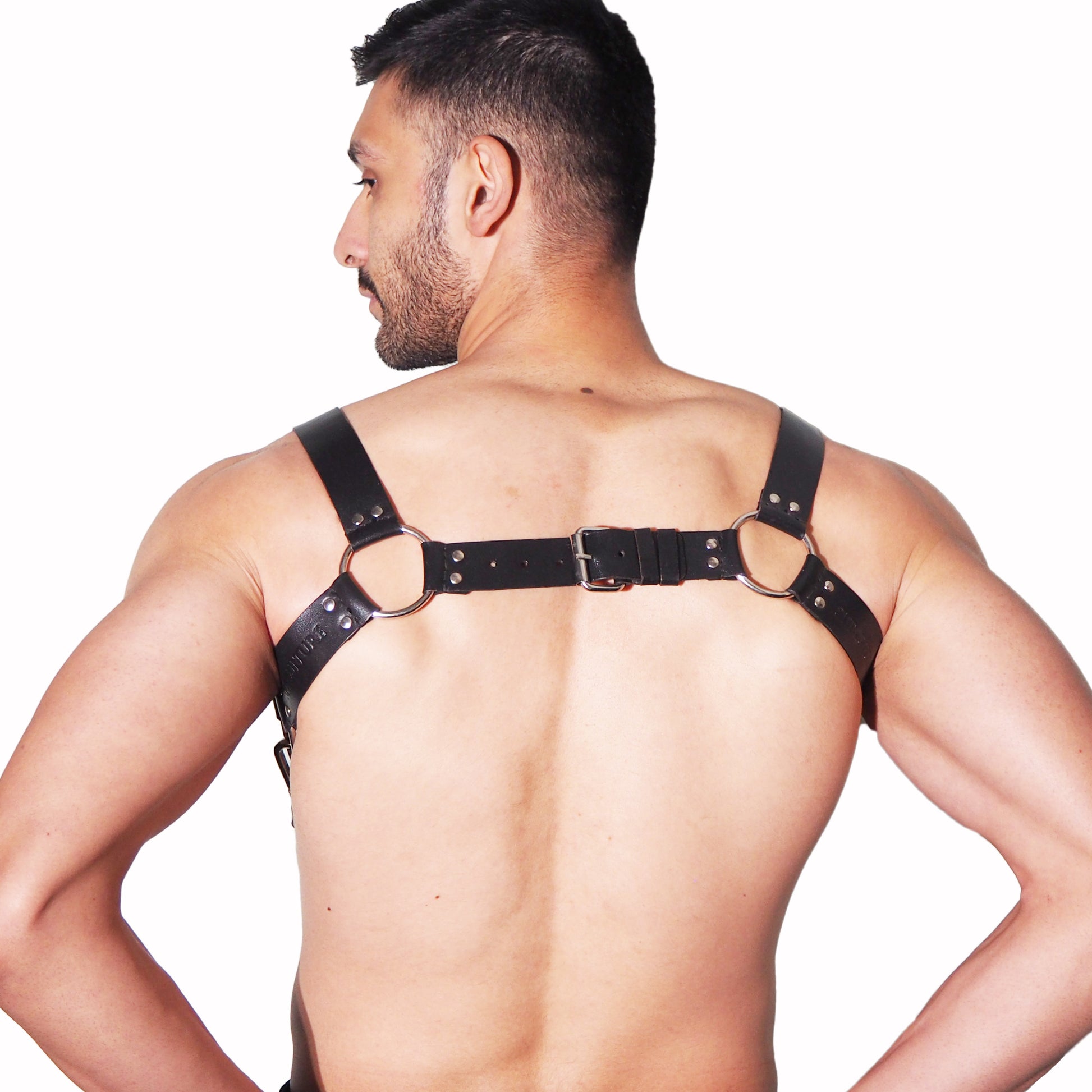 mens leather harness suspender