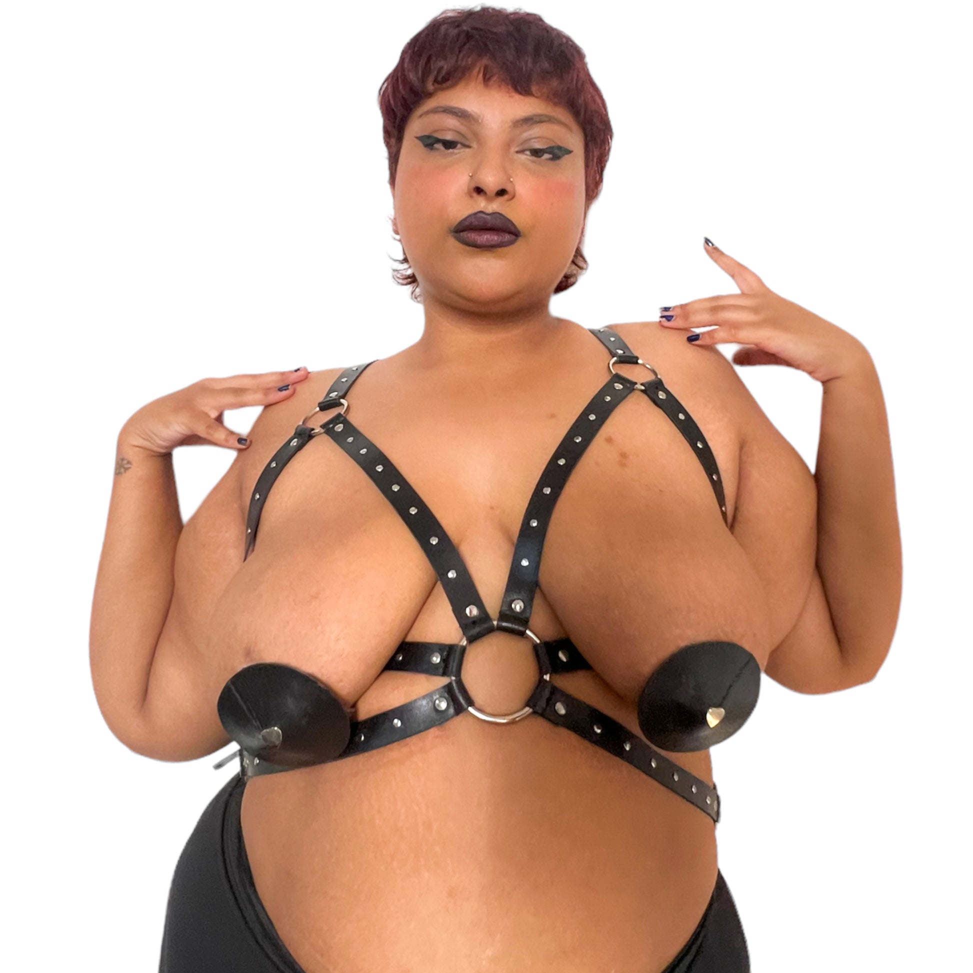 women chest body harness leather