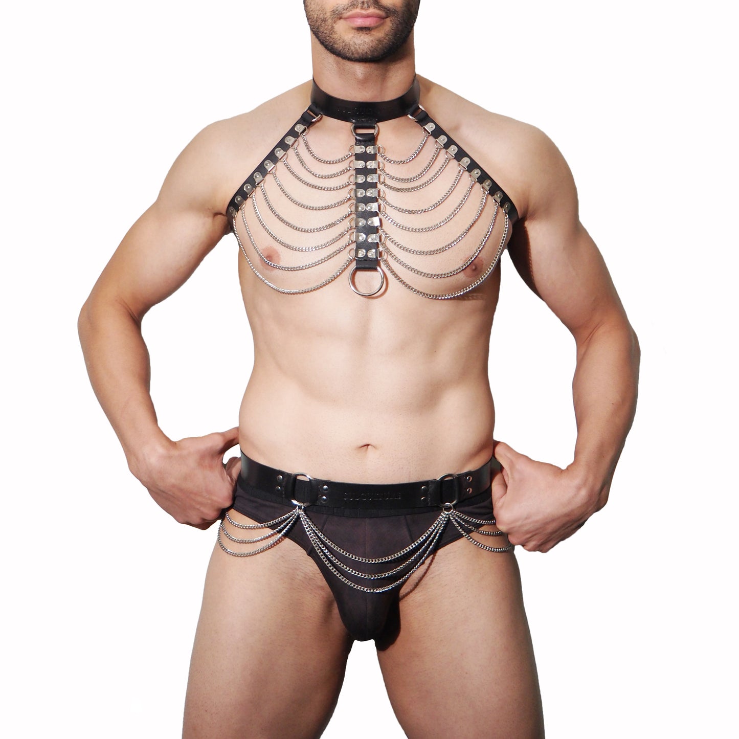 Subculture Unisex Fetish-Fashion Chain Harness Set